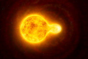 Impresión artística de la estrella amarilla más grande: HR 5171 A